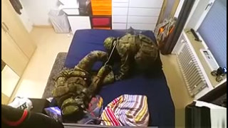 Two soldiers relaxing in bed, then fucking