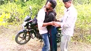 Young Boy - Indian Threesome Gay Movies In Hindi - A Comes To The Forest With A Bike And Calls His Friends And Gives Them - Hindi
