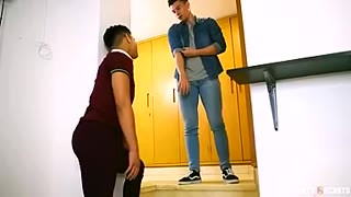 College Mate Convinces His Straight Friend To Fuck At His Parents House