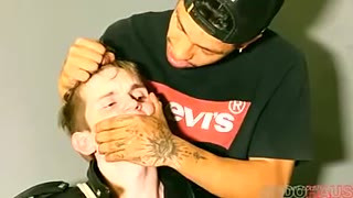 Bound leather boy cum load