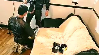 Scally boy pierre in shiny nylon tracksuite sucking master cock