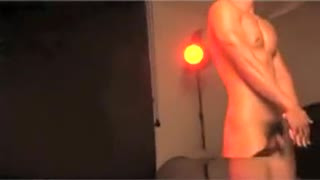 Asian Bodybuilder Tugging Dick